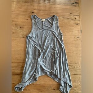 Pretty‎ Good Studded Gray Tank Women’s Uneven Hem Top Large Preloved